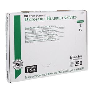 Headrest Cover 14.5 in x 10 in Plastic White Disposable 250/Bx, 10 BX/CA