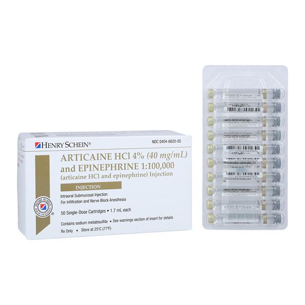 HSI Anesthetic Cartridge Articaine HCl 4% Epinephrine 1:100,000 5...