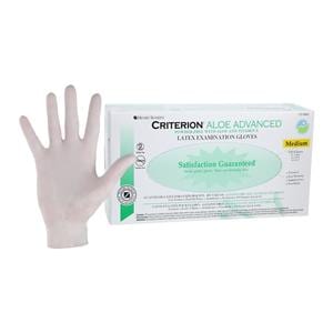 Criterion Aloe + Vitamin E Latex Exam Gloves Medium Standard White Non-Sterile, 10 BX/CA