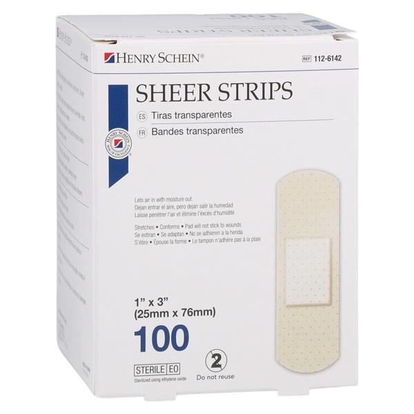 Adhesive Bandage Plastic 1x3" Sheer Sterile 100/Bx, 54 BX/CA