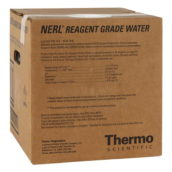 NERL Reagent Grade Water 5gal Cubitainer Each