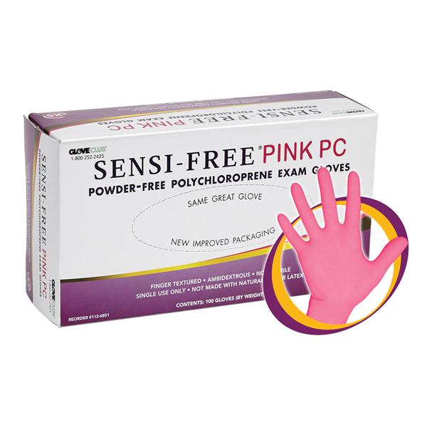 Sensi-Free Pink PC Chloroprene Exam Gloves X-Small Pink Non-Steri...