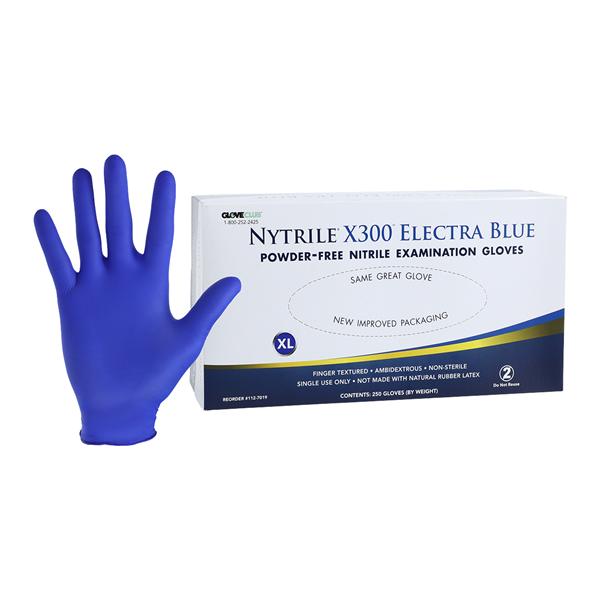 Nytrile X300 Nitrile Exam Gloves X-Large Electra Blue Non-Sterile, 10 BX/CA