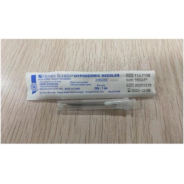 Needle Henry Schein 16g 1" Hypodermic Box Sterile Not Made With N...