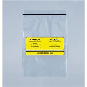 Chemotherapy Disposal Bag 4mil 9x12" Clear/Yellow Zipper Closure...