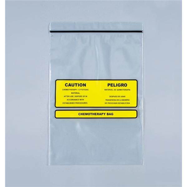 Chemotherapy Disposal Bag 4mil 9x12" Clear/Yellow Zipper Closure...