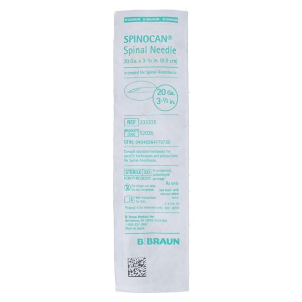 Spinocan Quincke Spinal Needle 20g 3.5