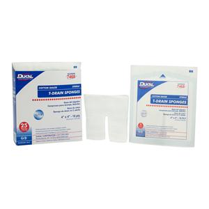Rayon/Polyester Blend T-Drain Sponge 4x4" 16 Ply Sterile Pre-Cut...