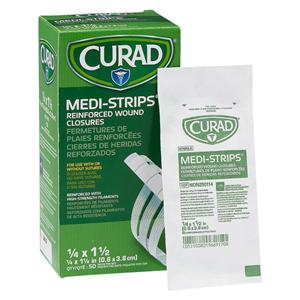 Curad Medi-Strip Wound Closure Strip Spnbnd Fbr/Poly Fil .25x1.5 Prs Wht 1200/Ca