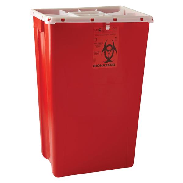 Sharps Container 18gal Red 10.857x10.857x10.857" Port Lid Locking Lid Plstc 7/Ca
