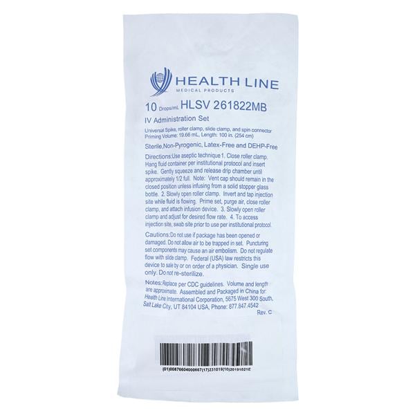 Healthline IV Administration Set Needleless Y-Injection Site: 6"...