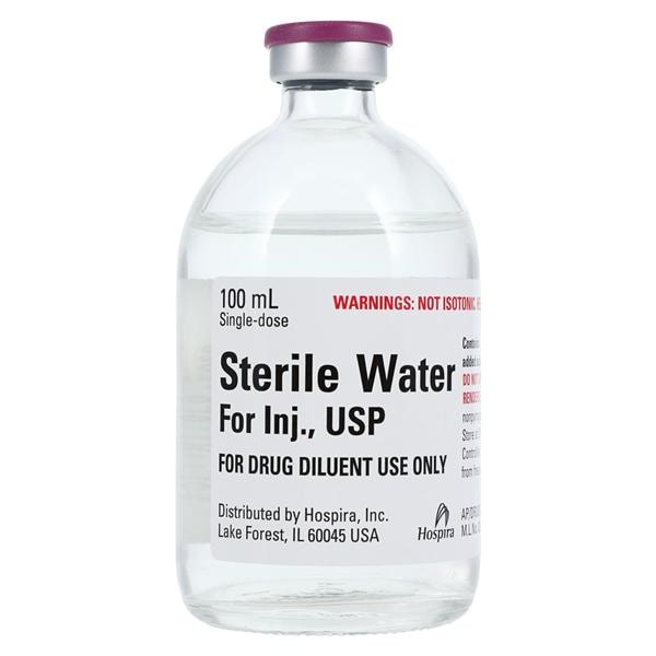 Water for Injection Injection Preservative Free SDV 100mL 25/Pack...
