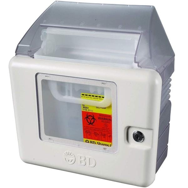 Sharps Cabinet Beige 5-1/4x13-3/4x13-1/2" Locking Plastic For Con...