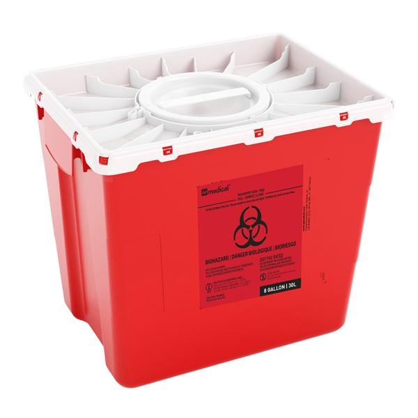 Sharps Container 8gal Red 13-1/2x17-3/10" Hermetic Seal Double Li...