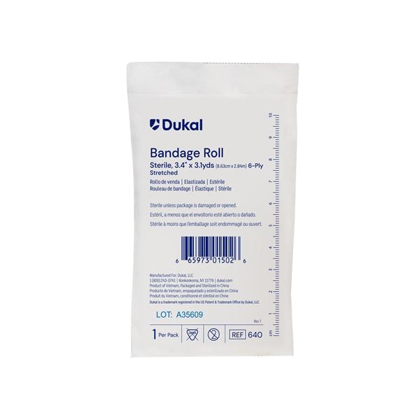 Gauze Bandage Cotton Fluff 3.4"x3.1yd 6 Ply Sterile Ea