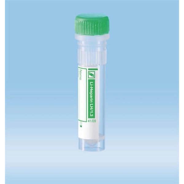 Lithium Heparin Micro Tube Polypropylene 1.3mL Clear Green Screw...