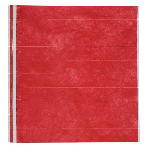 Short Stay Write-On Wristband Tyvek Adhesive Adult Red 10" Dispos...