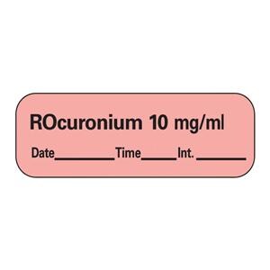 Anesthesia Label DTI Rocuronium 10 mg/mL Fluorescent Red 1-1/2x1/...