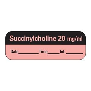 Anesthesia Label DTI Succinylcholine 20mg/mL Fluorescent Red 1-1/2x1/2" 600/Rl