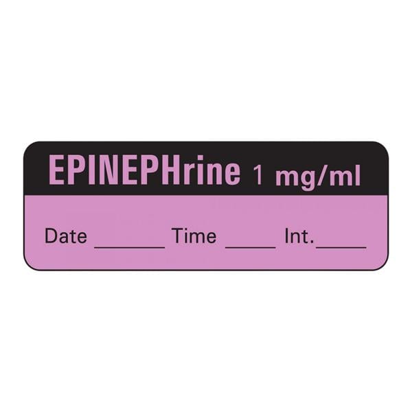 Anesthesia Label DTI Epinephrine 1mg/mL Violet 1-1/2x1/2" 600/Rl
