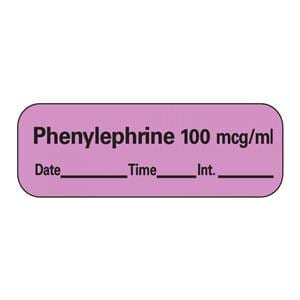 Anesthesia Label DTI Phenylephrine 100mcg/mL Violet 1-1/2x1/2" 60...