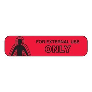 Label External Use Only Red English 1-5/8x3/8" 1000/Pk