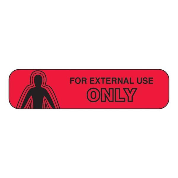 Label External Use Only Red English 1-5/8x3/8" 1000/Pk