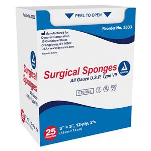100% Cotton Gauze Sponge 3x3" 12 Ply Sterile Not Made With Natura...