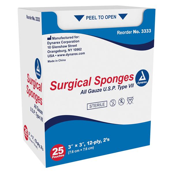100% Cotton Gauze Sponge 3x3" 12 Ply Sterile Not Made With Natura...