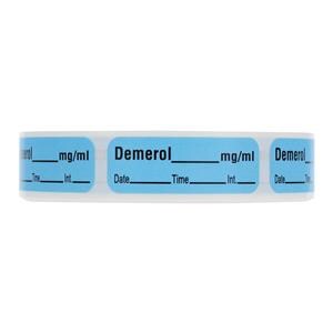 Anesthesia Label DTI Demerol mg/ml Blue 1-1/2x1/2" 600/Rl