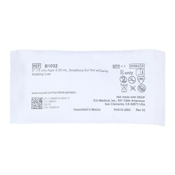 IV Extension Set Needleless Priming Volume 0.25mL 6" Rotating Ada...