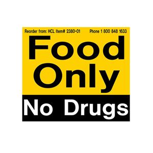 Magnet/Label Food Only No Drugs 3-5/8x3" Each