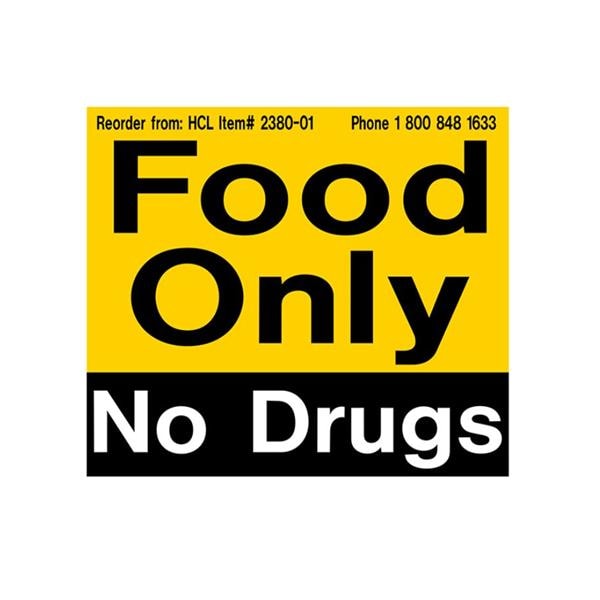 Magnet/Label Food Only No Drugs 3-5/8x3" Each