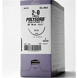 Polysorb Suture 4-0 18" Polyester Braid P-14 Undyed 12/Ca