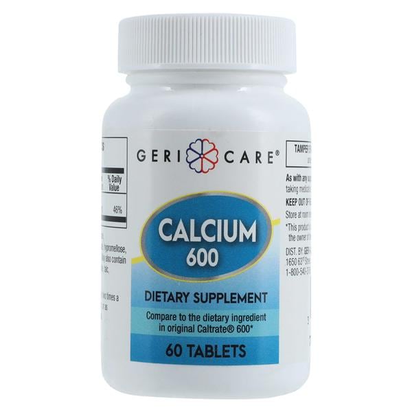 Calcium Carbonate Adult Supplement Tablets 600mg 60/Bottle