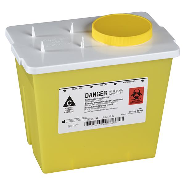 Sentinel Sharps Container 2gal Yellow 11-5/8x7-3/4x9" Gasket Lid/...