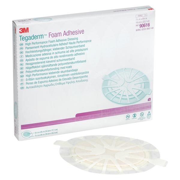 Tegaderm Foam Bordered Dressing 7-1/2x8-3/4" Sterile Oval Adheren...