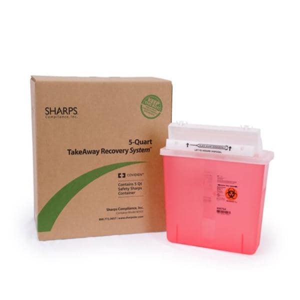 TakeAway Sharps Mailer System 5qt Red/White 12-1/4x4-3/4x10-1/2"...