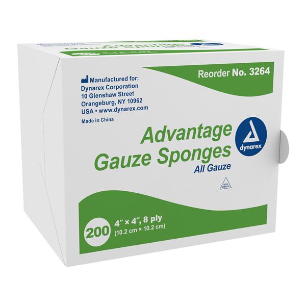 Advantage 100% Cotton Gauze Sponge 4x4" 8 Ply Non-Sterile Not Mad...