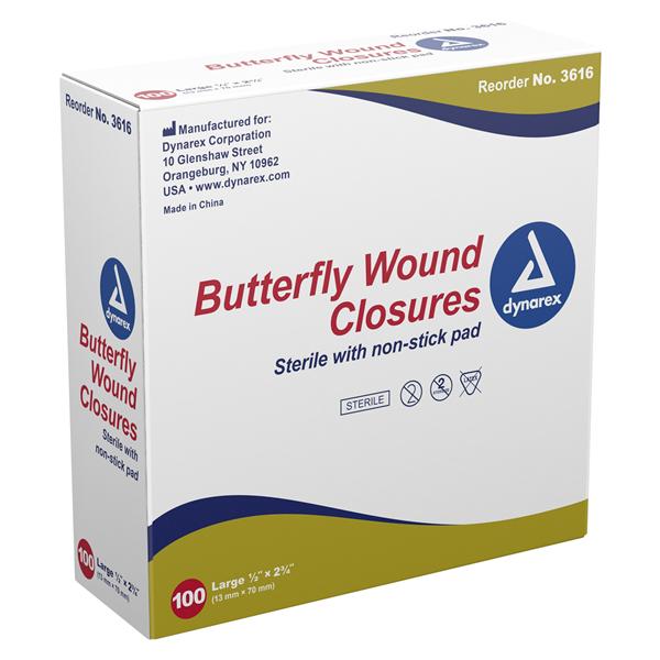 Wound Closure Plastic .5x2.75" White Sterile 2400/Case