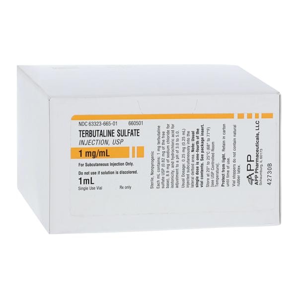 Terbutaline Sulfate Injection 1mg/mL PF SDV 1mL 25/Package