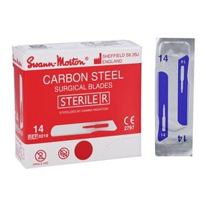 Swann Morton Carbon Steel Sterile Surgical Blade #14 Disposable