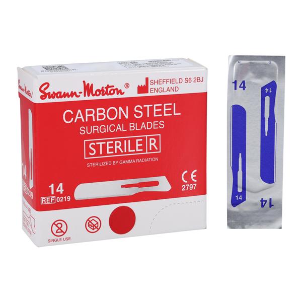 Swann Morton Carbon Steel Sterile Surgical Blade #14 Disposable