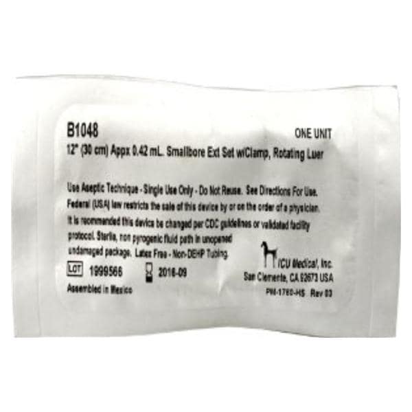 IV Extension Set Priming Volume 0.41mL 12" Rotating Adapter Clamp...