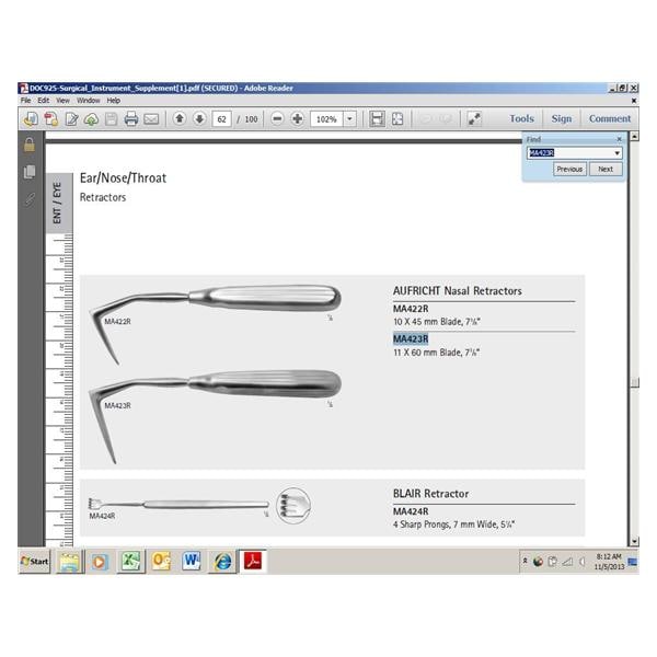 Aufricht Nasal Retractor 7-3/8" Each