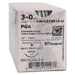 Unify Suture Polyglycolic Acid Braid 3-0 18" Absorbable FS-2 Reve...