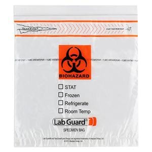 Lab Gaurd Biohazard Specimen Bag 10x10" Clear Zip Closure With Fl...