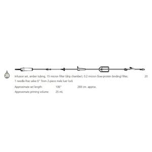 Alaris Infusion Set Needleless 106" 20 Drops/mL Priming Volume 25mL 20/Ca