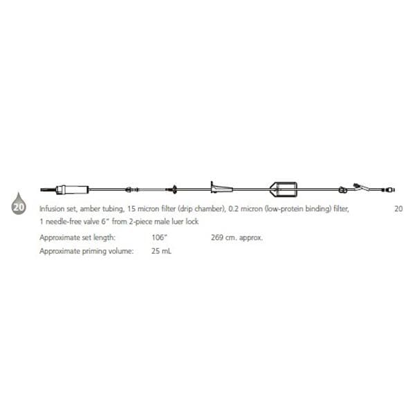 Alaris Infusion Set Needleless 106" 20 Drops/mL Priming Volume 25mL 20/Ca