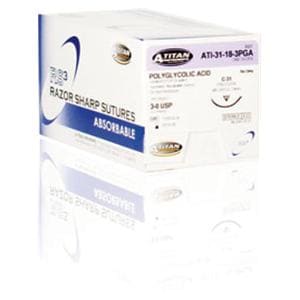 RS3 Suture Polyglycolic Acid Braid 3-0 18" Absorbable C-31 Revers...